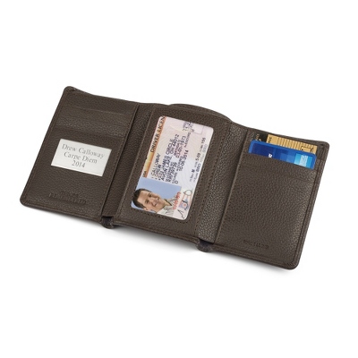 Personalized Brown Trifold Wallet With Complimentary Secret Message