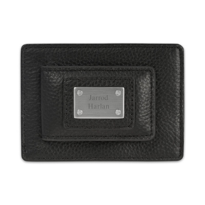Personalized Black Leather Money Clip with Card Holder by Things Remembered