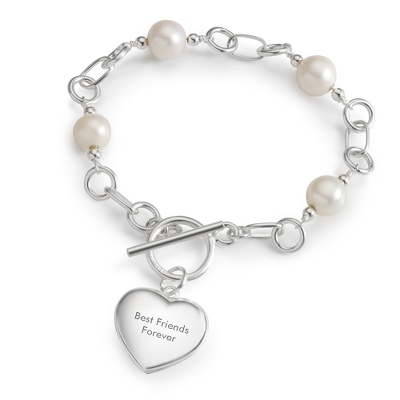 Personalized Sterling Pearls & Heart Locket Bracelet w/ Free Keepsake Box by Things Remembered