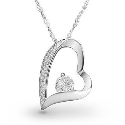 Personalized Sterling Open Heart CZ Necklace with Free Keepsake Box by Things Remembered