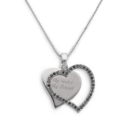 Personalized Sterling Black CZ Heart Necklace with Free Keepsake Box by Things Remembered