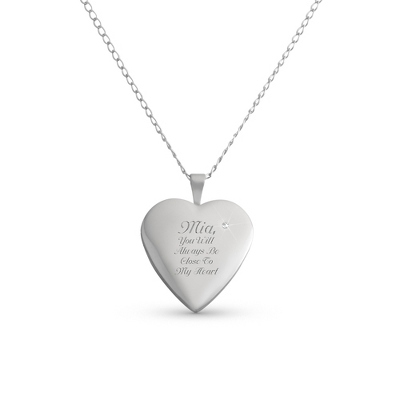 Personalized Sterling Silver Diamond Heart Locket with Free Keepsake Box by Things Remembered
