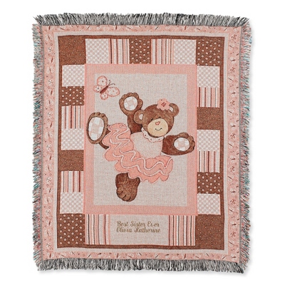 blush pink teddy bear throw