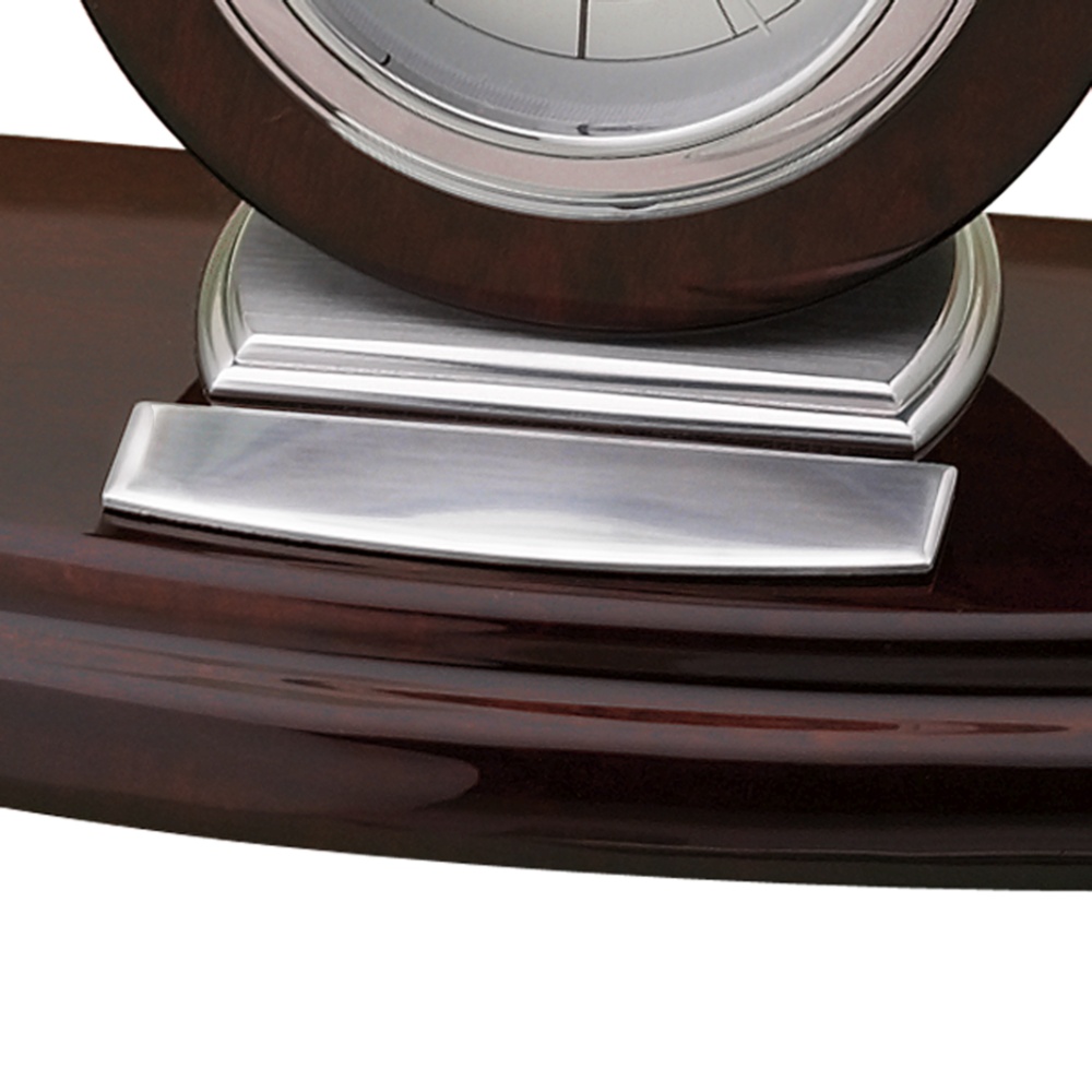 Mahogany Silver Clock With Double Pen Stand