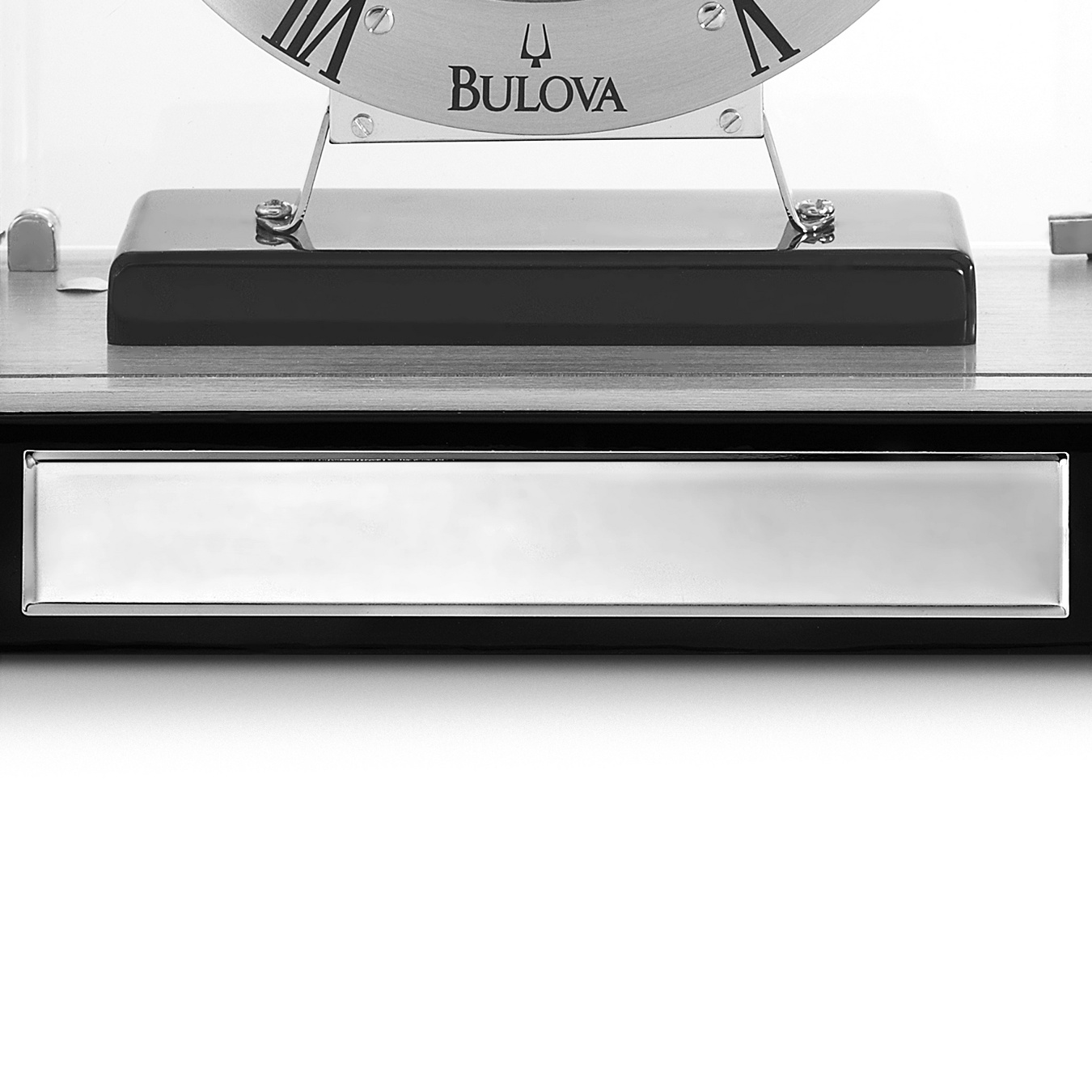 Bulova Vantage Analog Quartz Black Gloss Wood and Glass Mantel Clock B2023