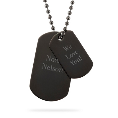 Engraved Boys Gunmetal Dog Tag Necklace