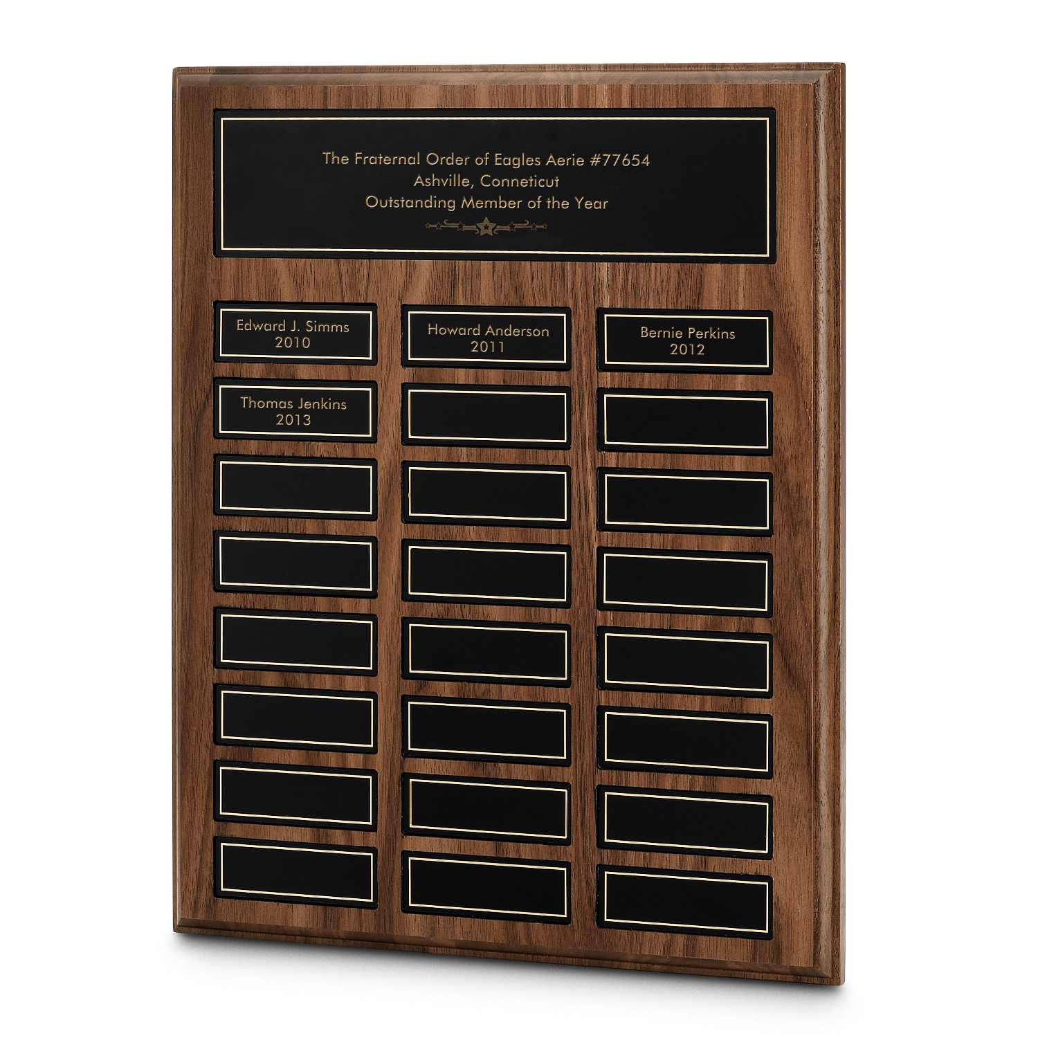 Engraved Walnut Plaque With Multiple Name Plates