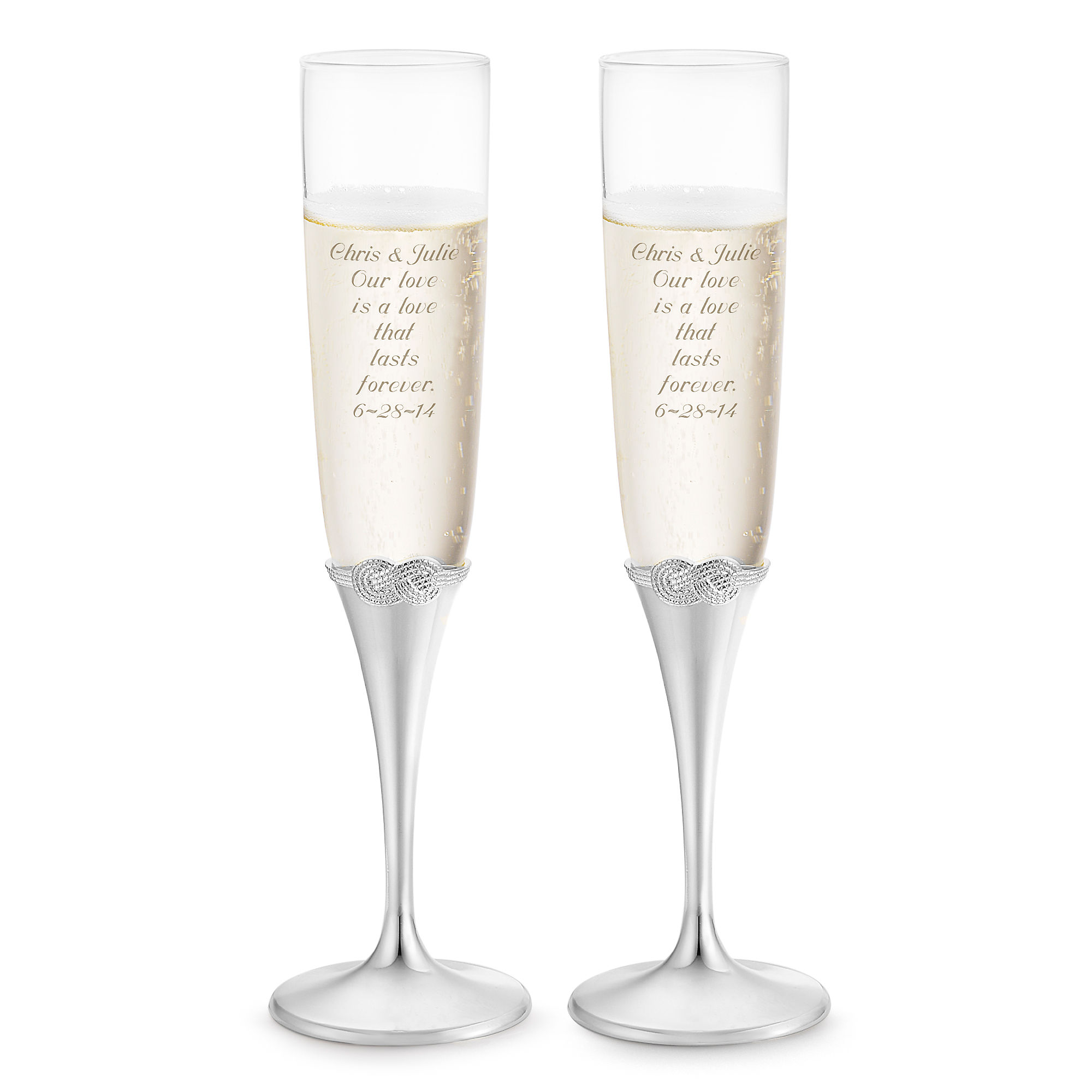 14 Personalized toasting glasses/ flutes/ ENGRAVED FREE 