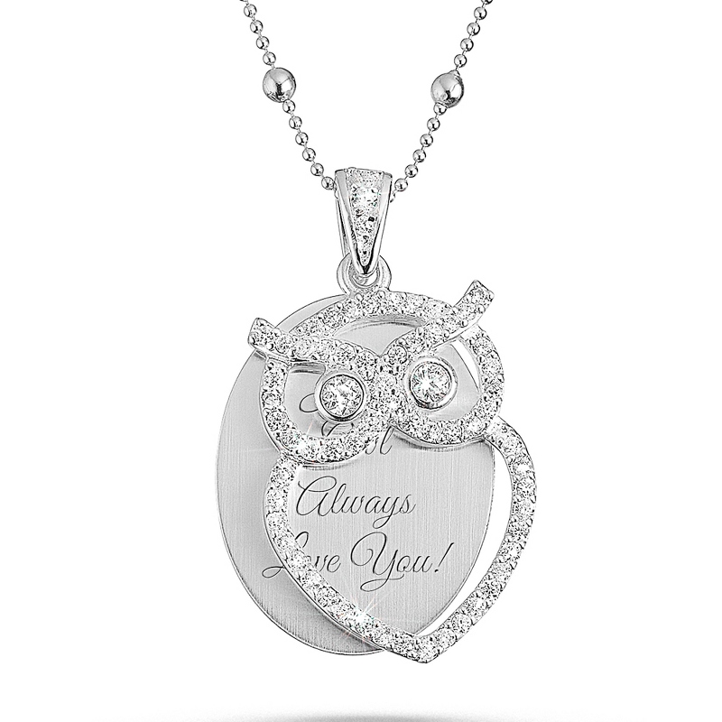 Image of Crystal Bling Owl Necklace