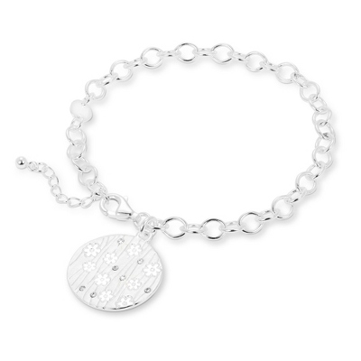 Personalized Sterling Silver Floral Bracelet With Complimentary Classic ...