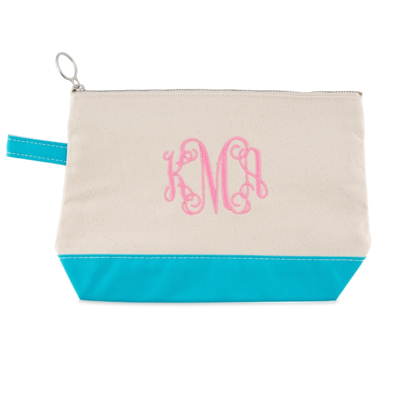Image of Natural and Turquoise Cosmetic Bag