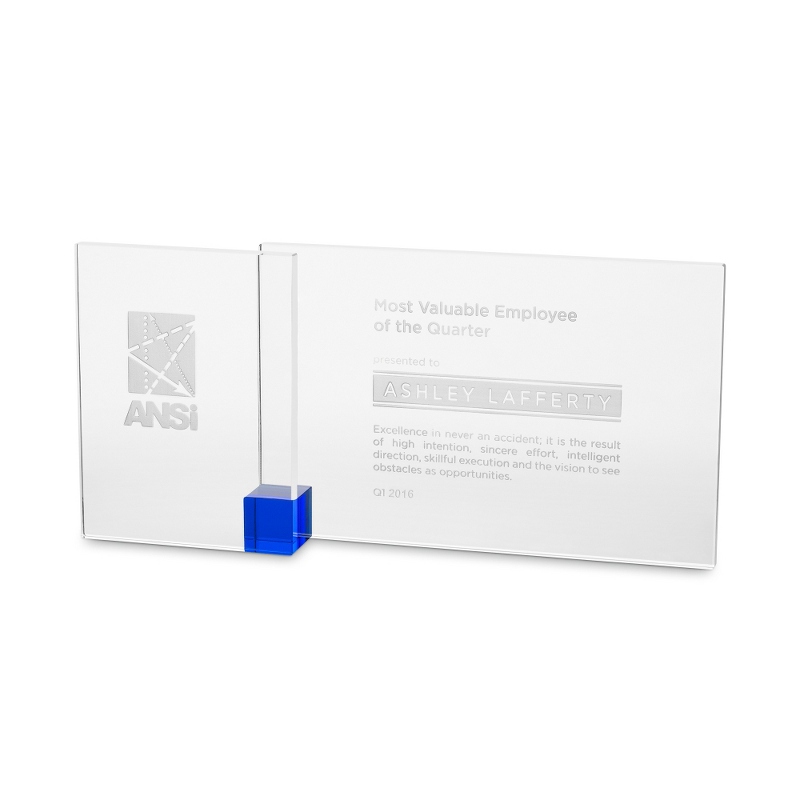 Image of Blue Shadow Etched Crystal Award