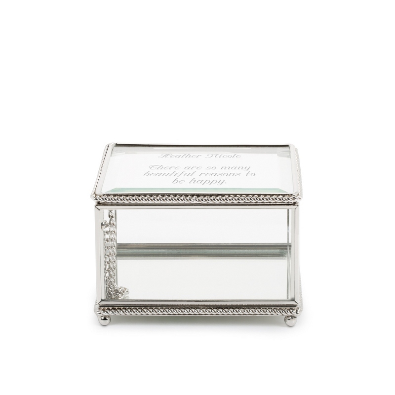 Image of Antiqued Silver and Glass Mini Jewelry Box