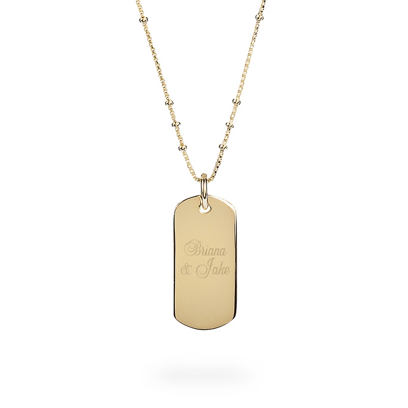 Image of Gold-Plated Sterling Silver Dog Tag Necklace