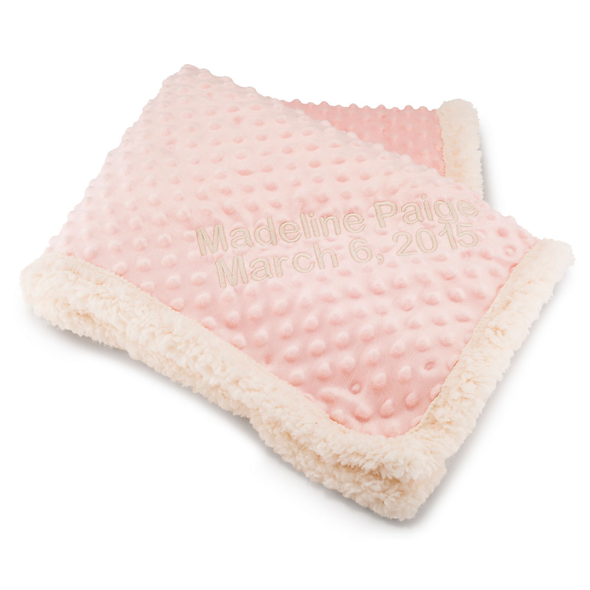 Baby Blanket,Wool Cuddly Blanket with Name to the Birth Christening,Pink,Dots 