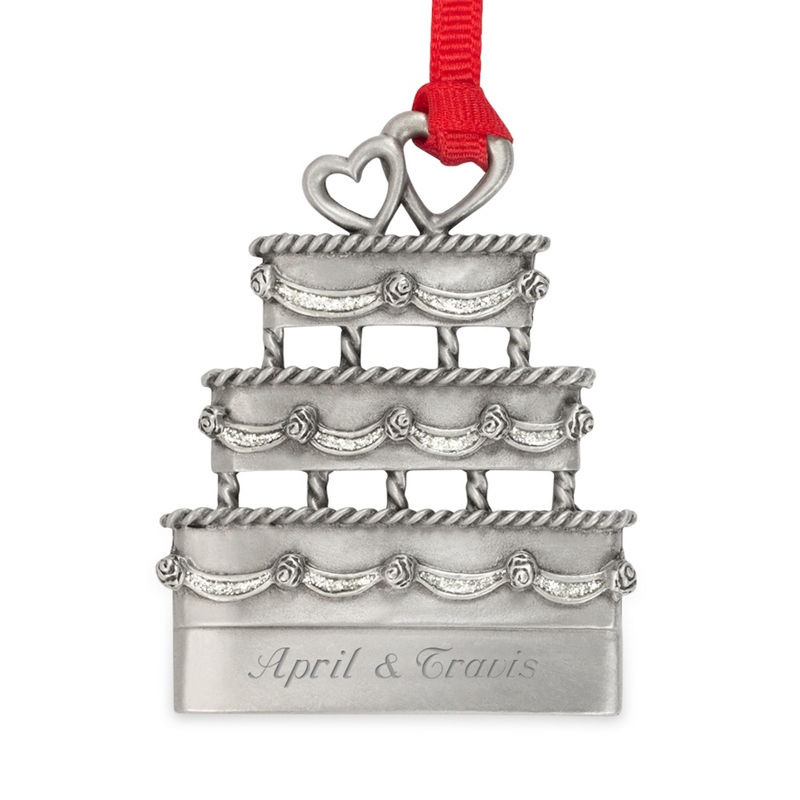 Image of Pewter Wedding Cake Ornament