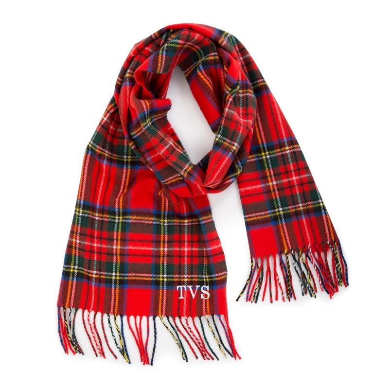 Image of Red Tartan Softer Than Cashmere Plaid Scarf - Corner