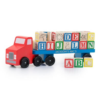 melissa and doug alphabet blocks wooden truck