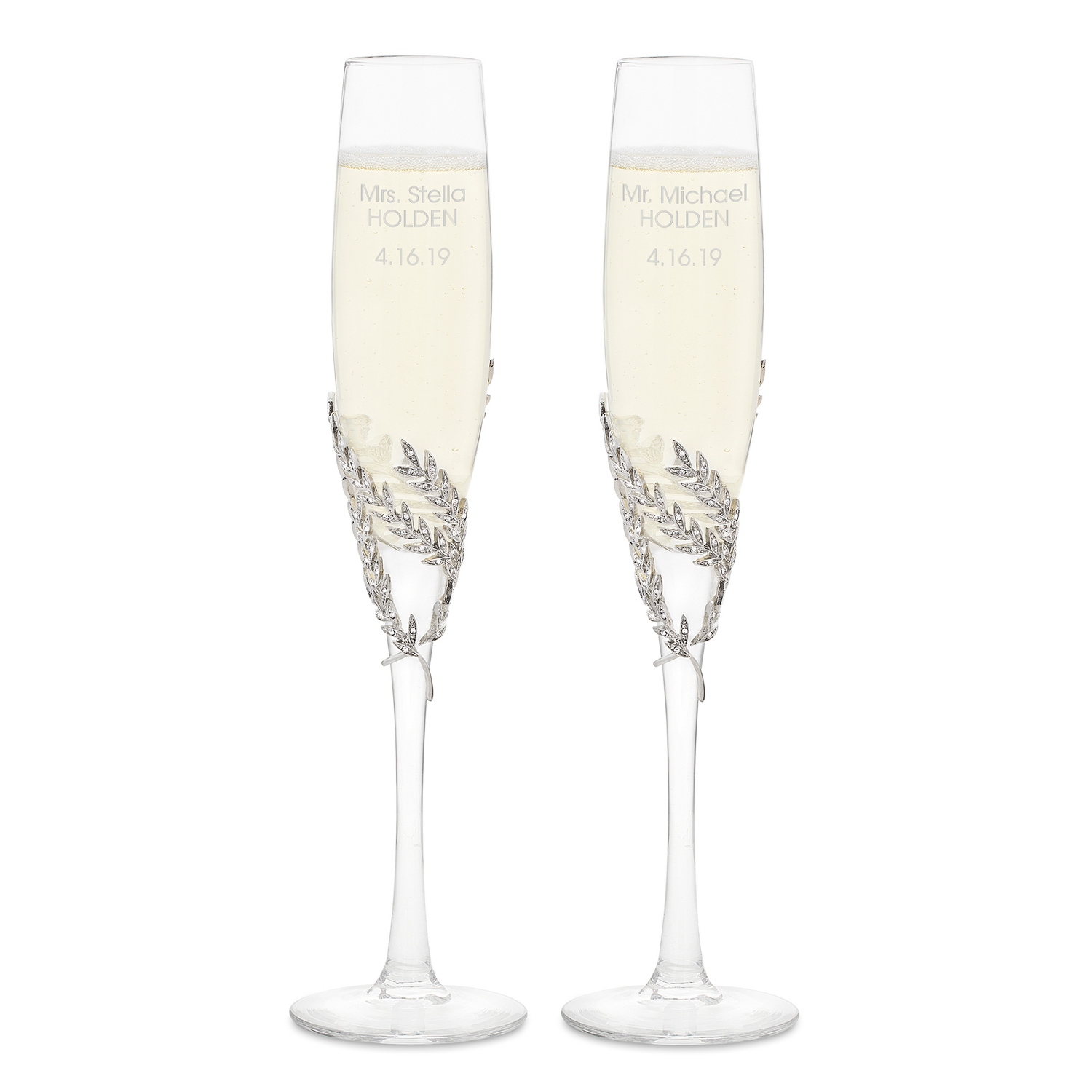 Athena Pave Wedding Flutes