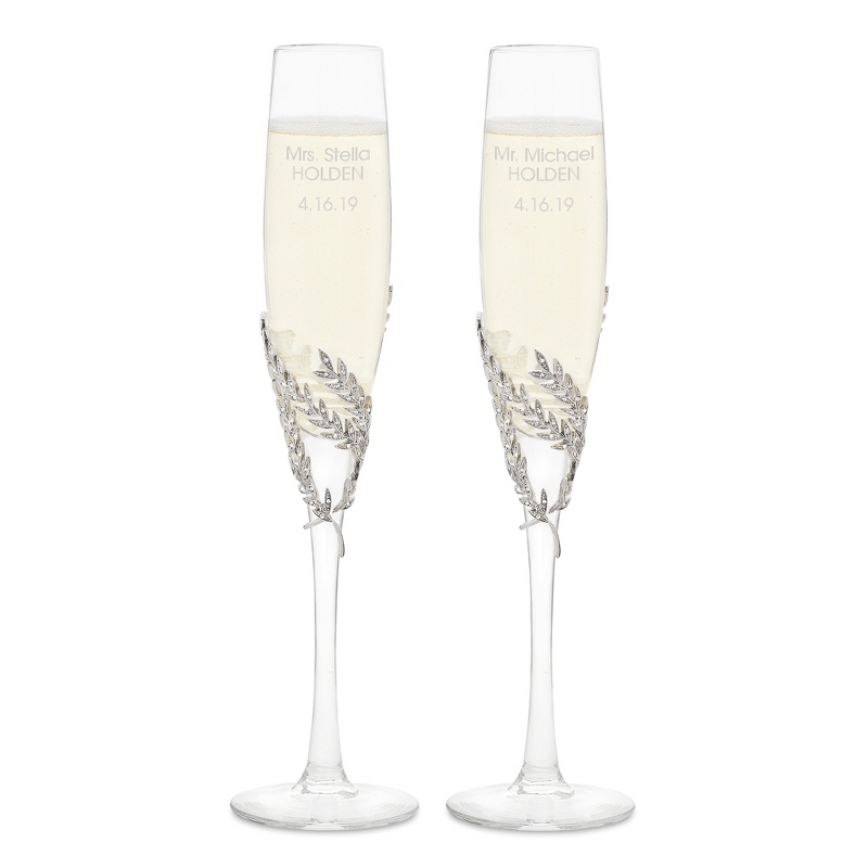 Image of Athena Pave Wedding Flutes