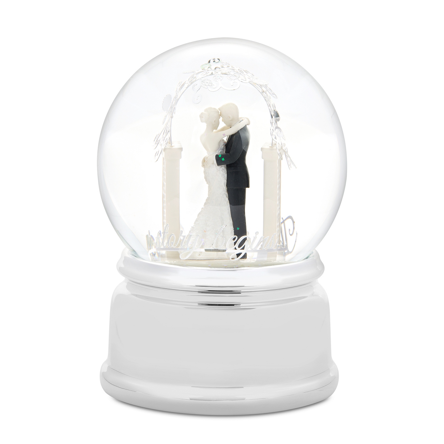 Bride Groom Wedding  Musical Snow Globe