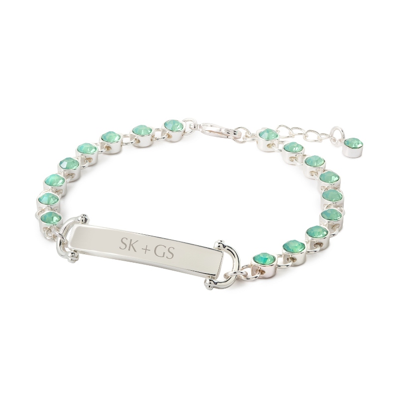 Image of Green Crystal Link ID Bracelet