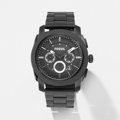 machine chronograph black stainless steel watch