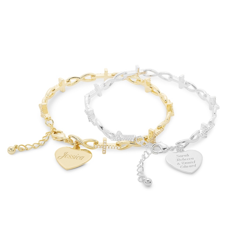 Image of Infinity and Cross Crystal Link Bracelets