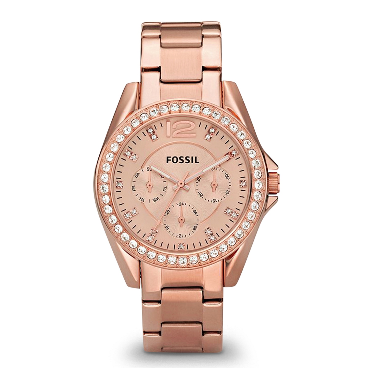 Fossil Womens Riley Multifunction Rose Stainless Steel Watch