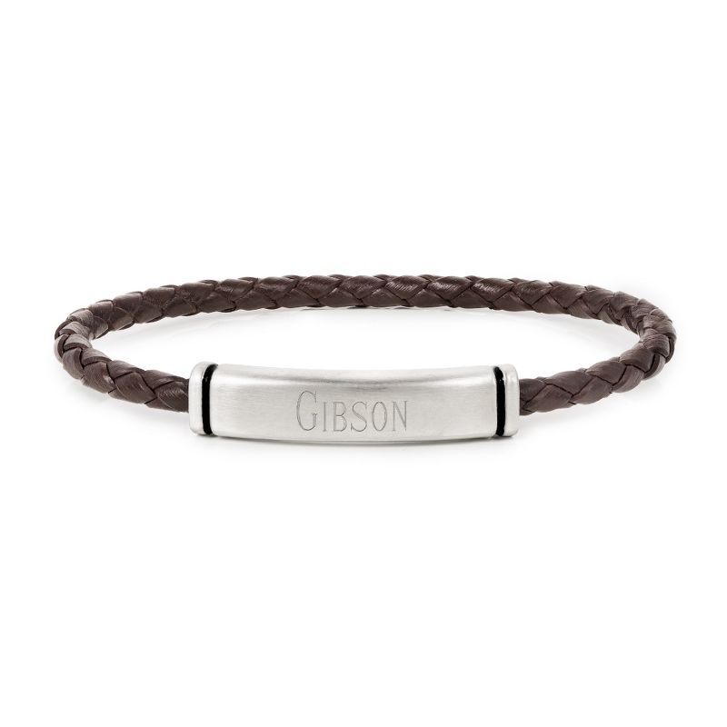 Image of Braided Brown Leather ID Bracelet