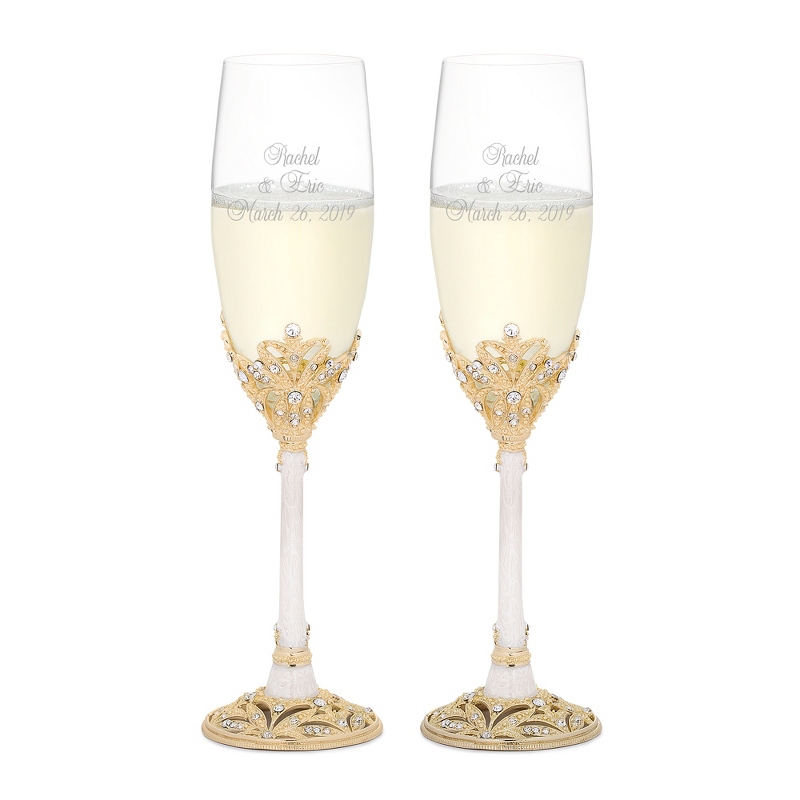 Image of Gold and Pearl Enamel Crown Flute Set