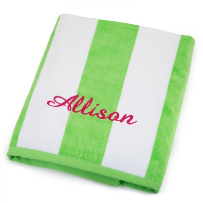 lime green striped towels