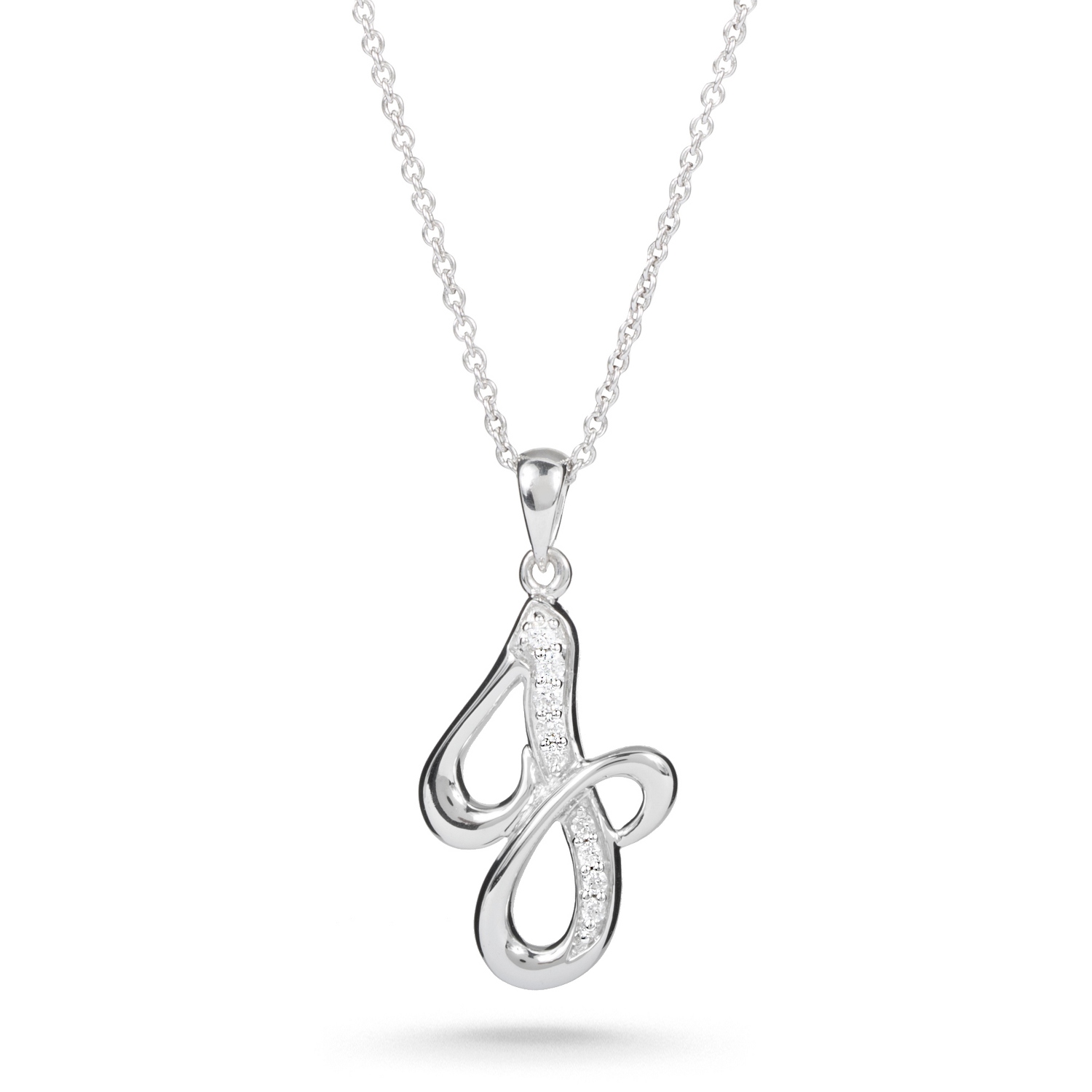 Sterling Silver Script Initial J Necklace