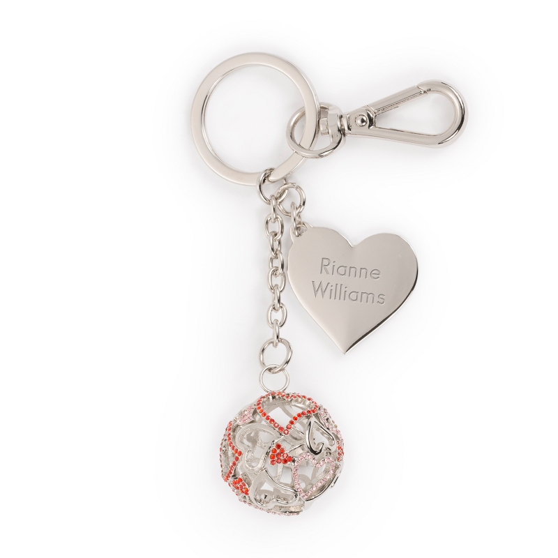 Image of Silver Heart Sphere Key Chain