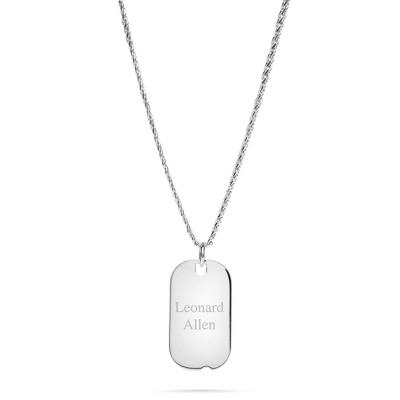 Personalized Sterling Silver Dog Tag Necklace