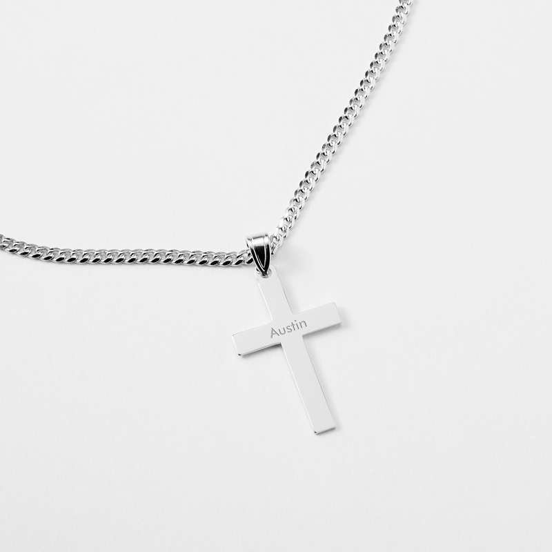 Image of Sterling Silver Cross 24 Inch Necklace