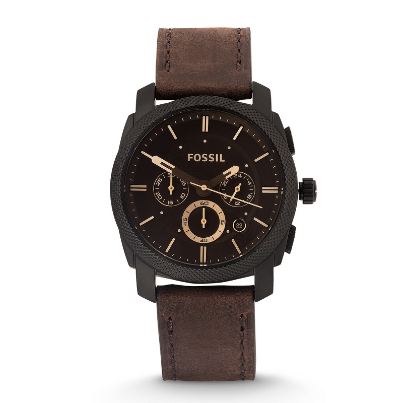 Image of Fossil Mens Machine Chronograph Brown Leather Watch