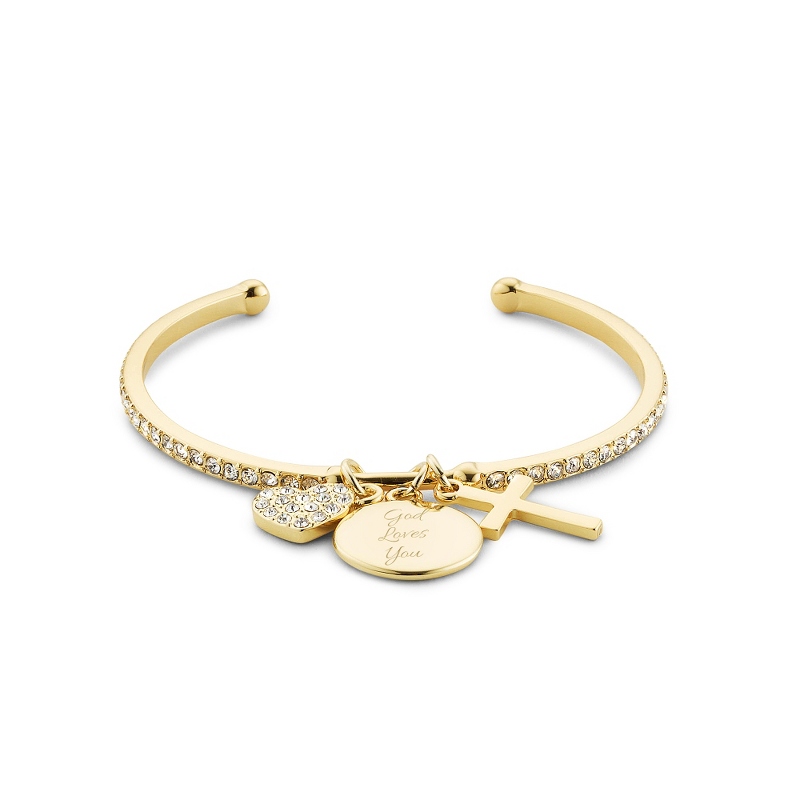 Image of Gold Cross Open Cuff Bracelet