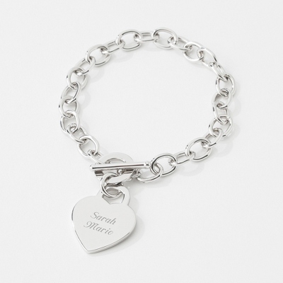 sterling silver heart toggle bracelet