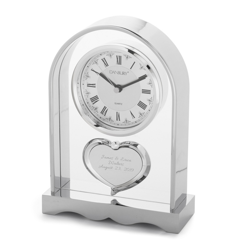 Couples Heart Mantel Clock