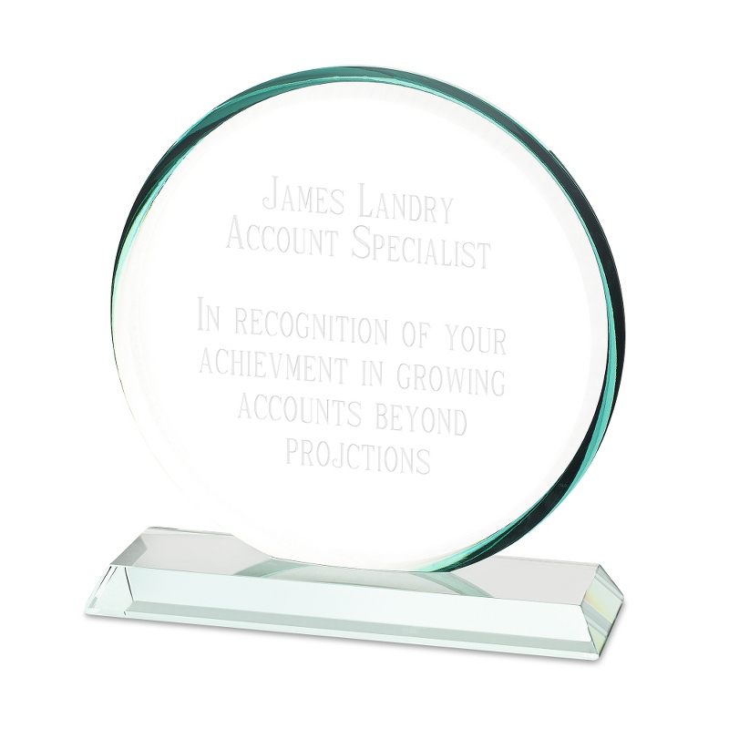 Image of Large Round Jade Glass Award