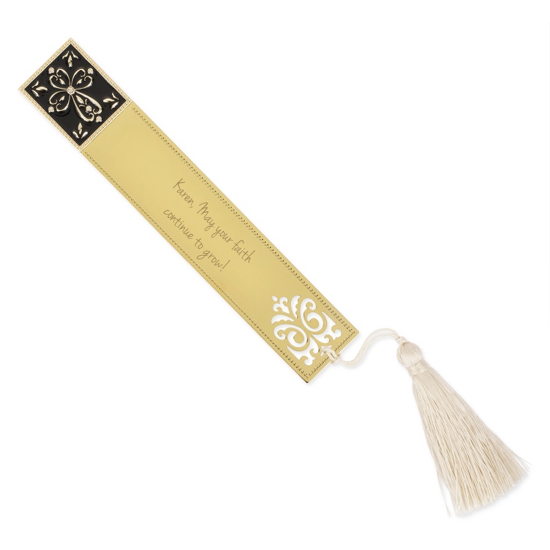 Image of Gold and Black Enamel Cross Bookmark