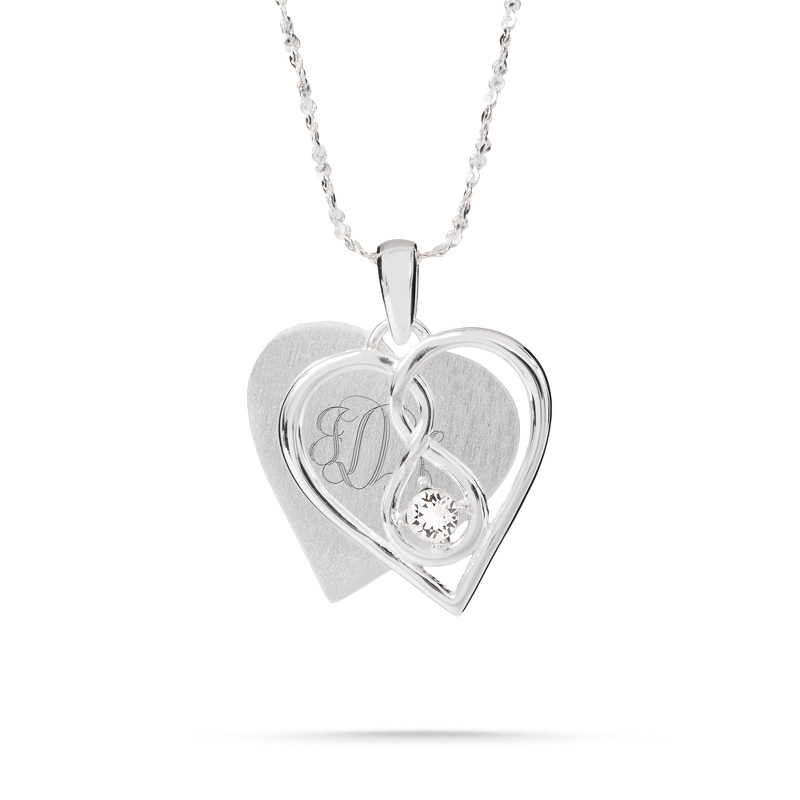 Image of Sterling Silver April Birthstone Infinity Heart Necklace