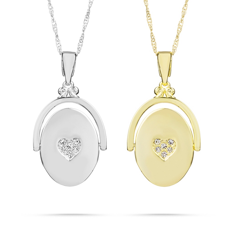 Image of Heart Oval Spinner Necklaces