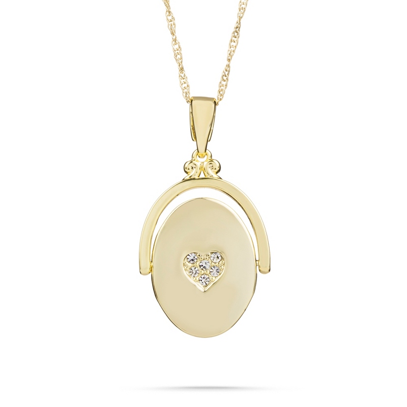 Image of Gold Heart Oval Spinner Necklace