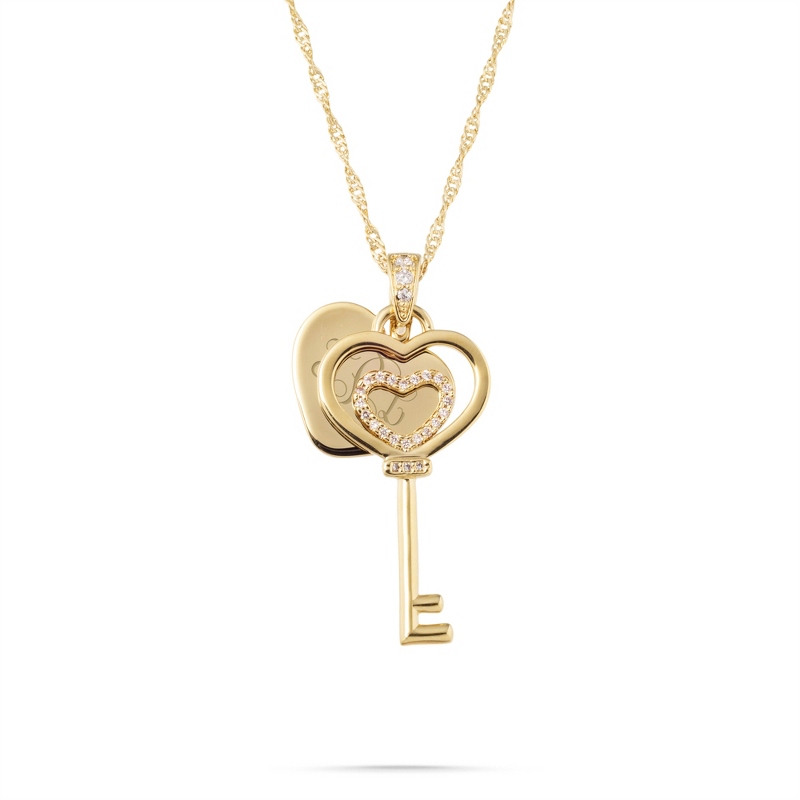 Image of Gold Pave Key Swing Necklace