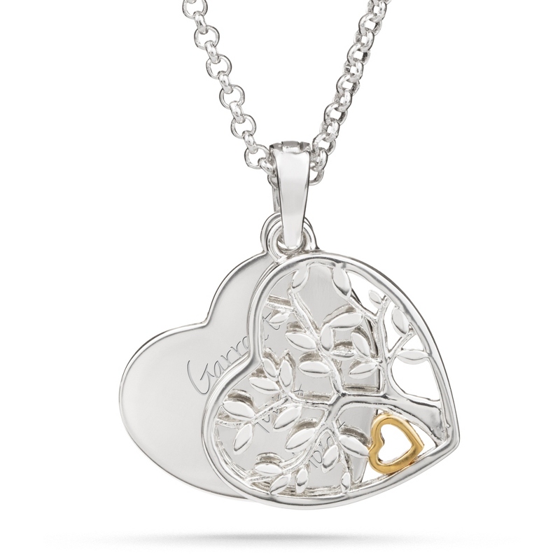 Image of Silver Heart Family Tree Swing Necklace