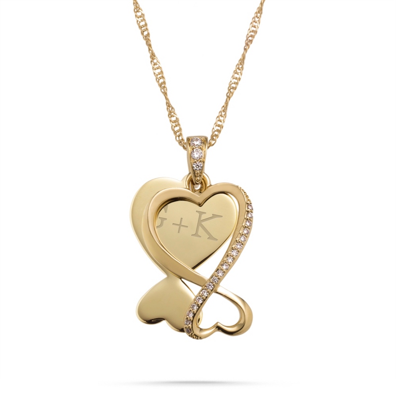 Image of Gold Double Hearts Swing Necklace