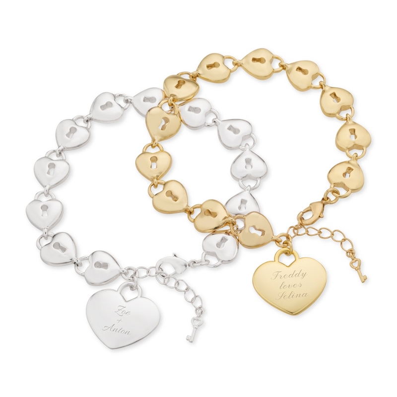 Image of Heart Lock Bracelet with Key Charm