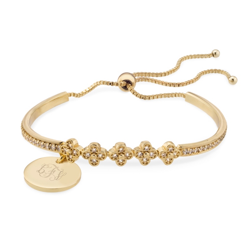 Image of Gold Floral Lariat Bracelet